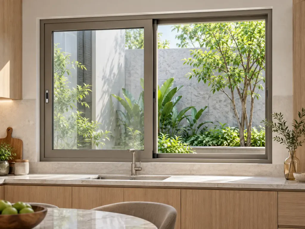 Ứng dụng cửa sổ mở trượt SW55 cho không gian nhà bếp