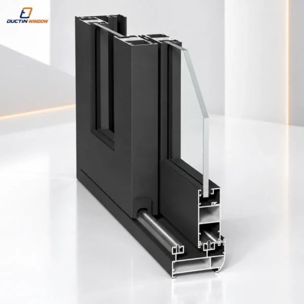 Mặt cắt cửa sổ mở trượt SW55 màu đen mịn