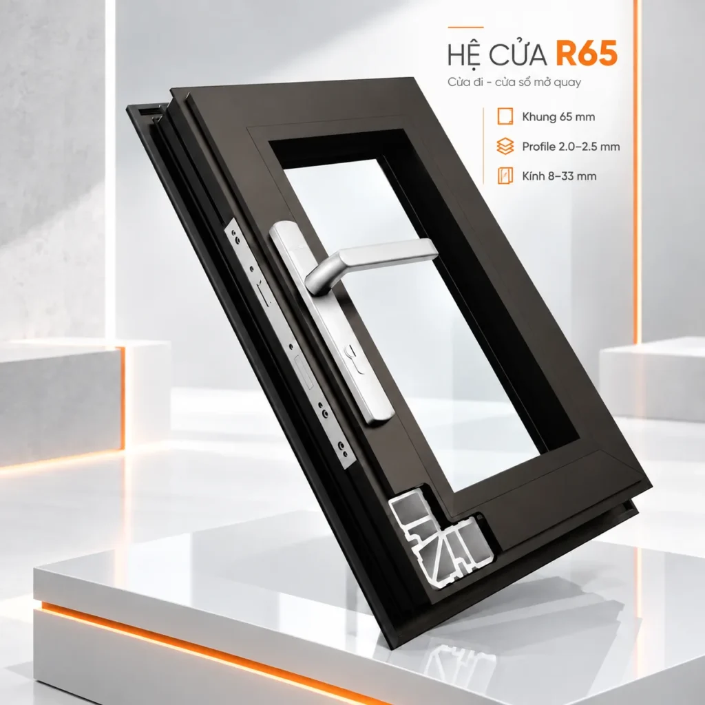 Khung hệ cửa mở quay Maxpro R65