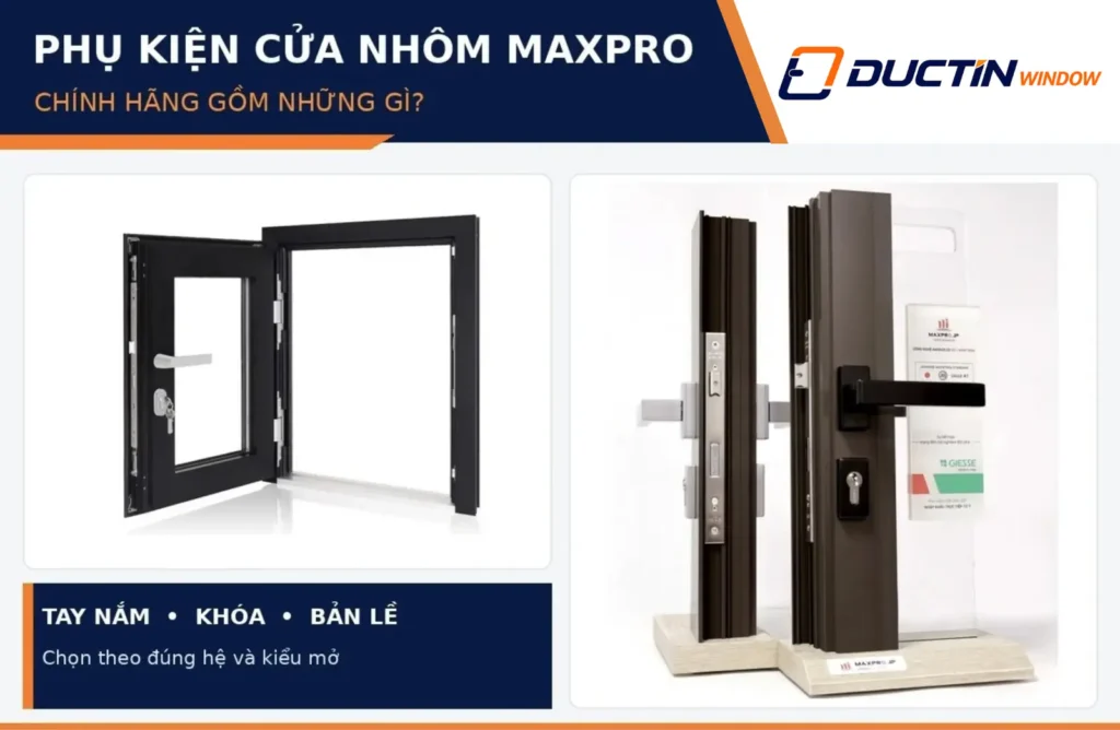Phụ kiện cửa nhôm Maxpro chính hãng gồm những gì?