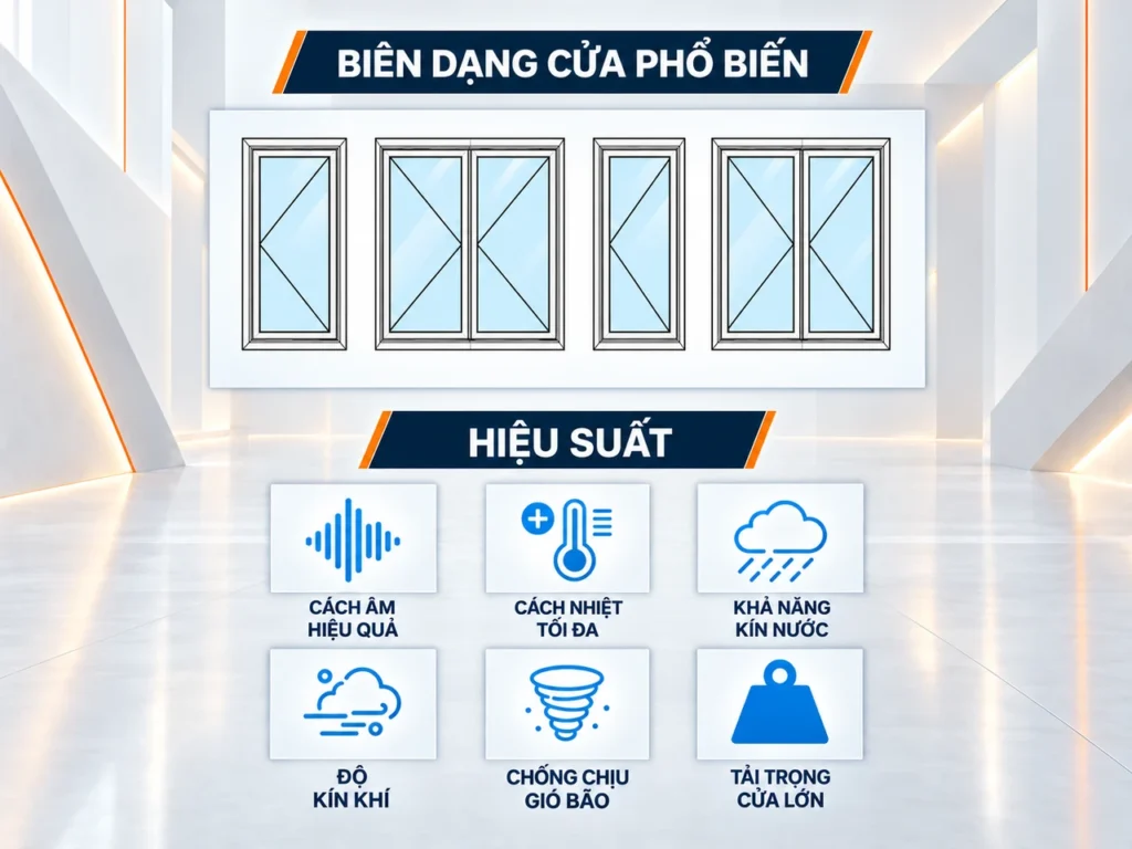 Biên dạng cửa và hiệu suất cửa nhôm Alvero AR66
