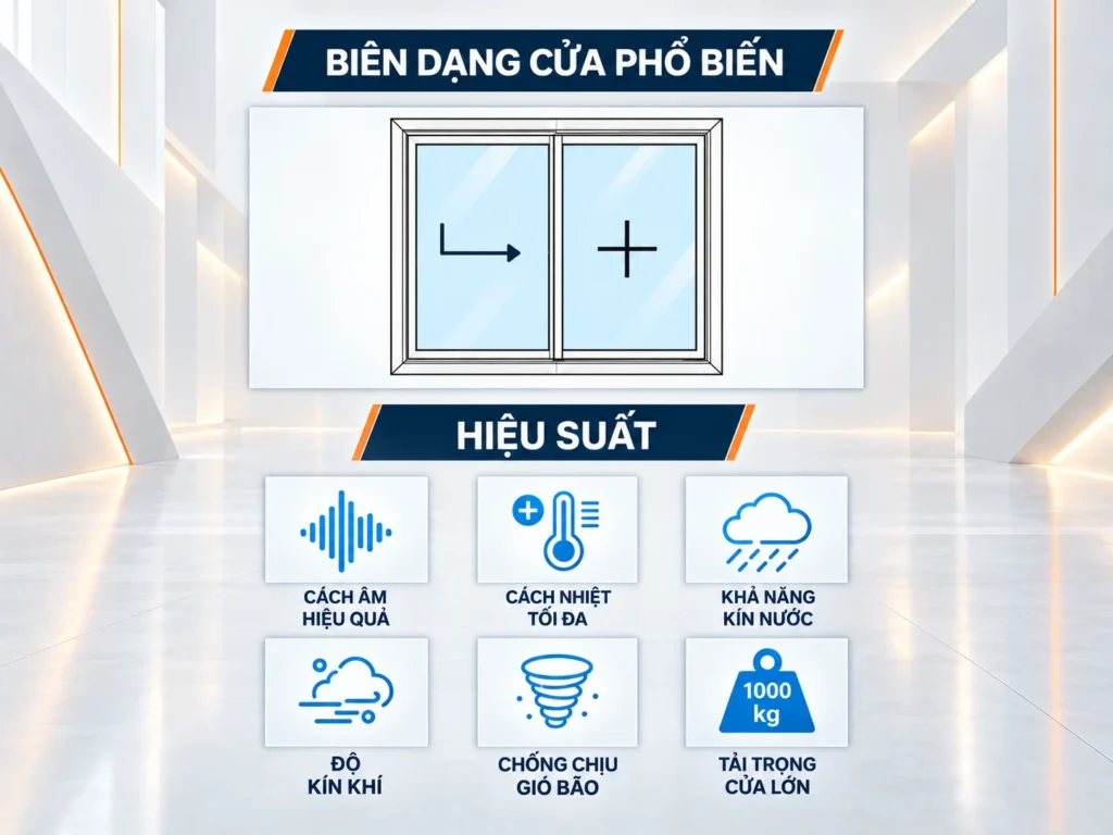 Biên dạng và hiệu suất cửa nhôm cầu cách nhiệt Alvero EPS170