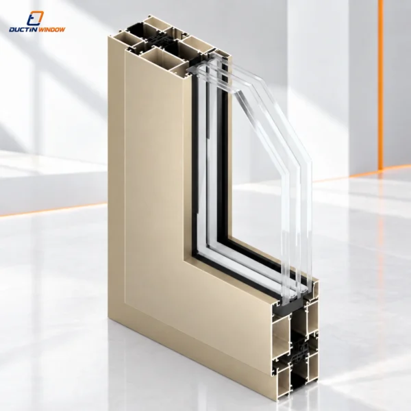 Mặt cắt cửa nhôm alvero eps170 màu champagne