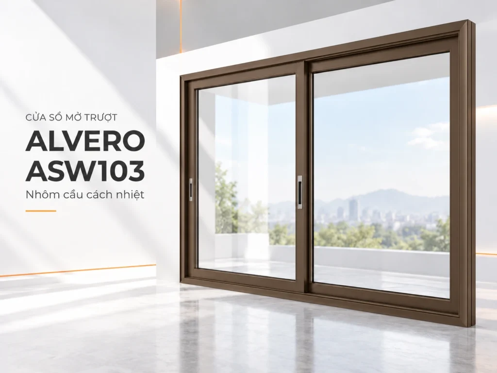 Hình tham khảo - Cửa nhôm Alvero ASW103 màu nâu thu thuộc nhôm cầu cách nhiệt