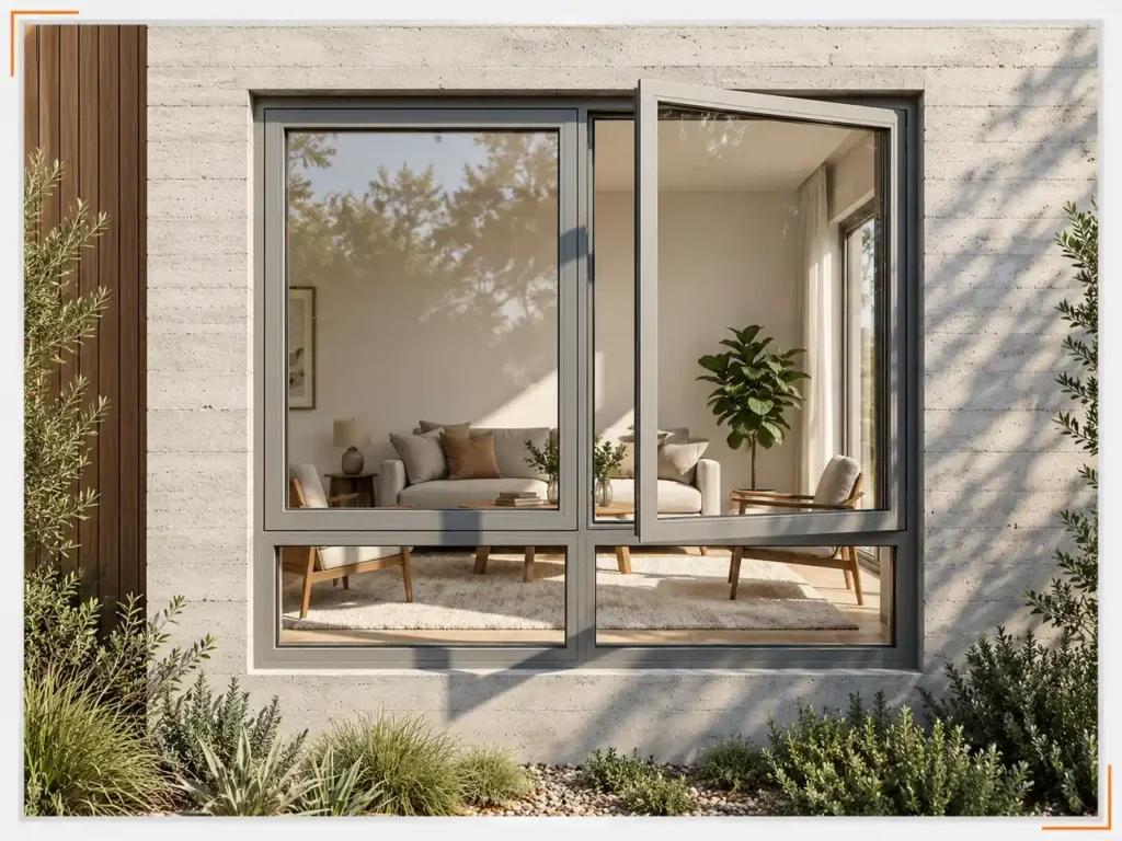 Cửa sổ mở quay Alvero AR66 -  2 cánh kết hợp ô kính cố định